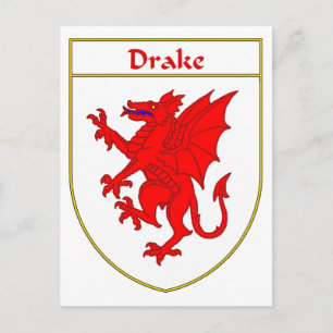 Drake Coat of Arms/Family Crest Postcard