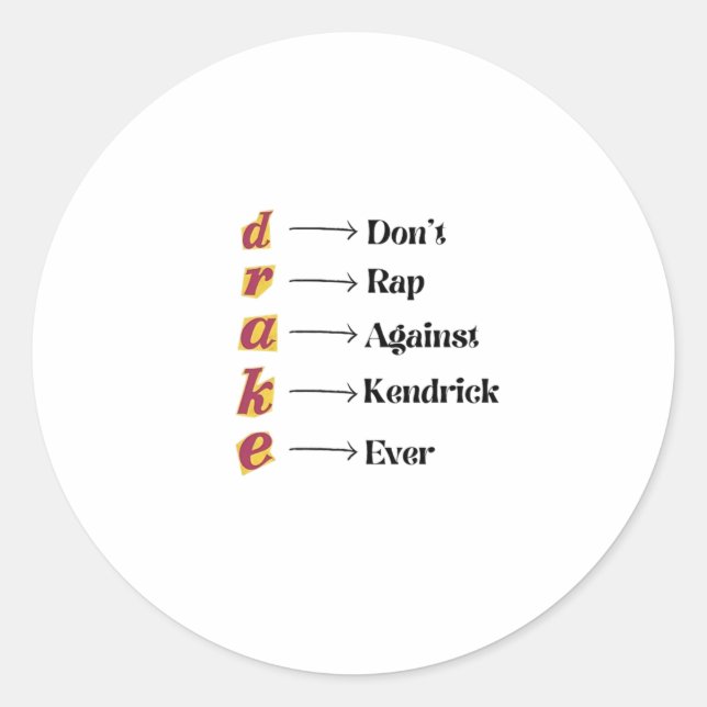 Drake Vs Kendrick Sticker  (Front)