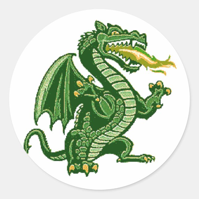 Draken Green Classic Round Sticker (Front)