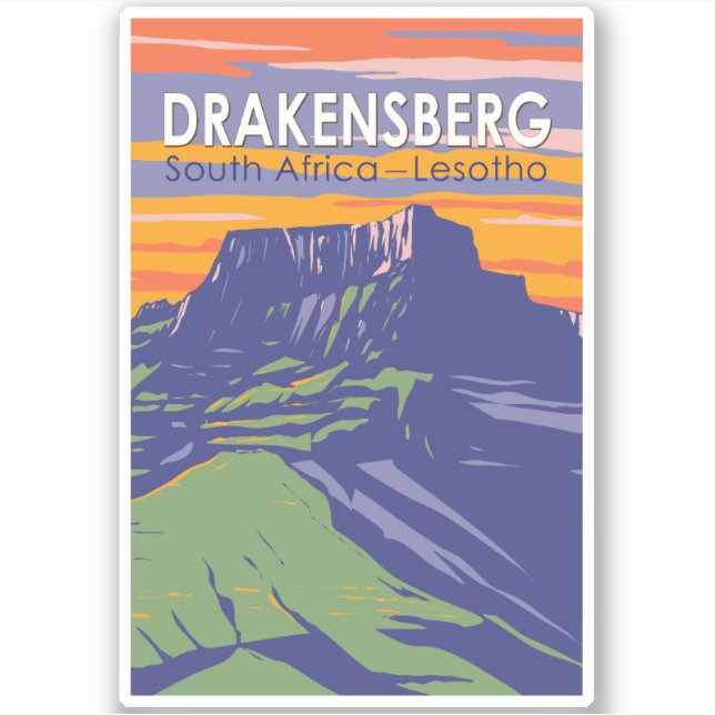 Drakensberg South Africa Lesotho Travel Art Retro (Front)