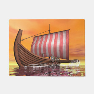 Drakkar or viking ship - 3D render Doormat