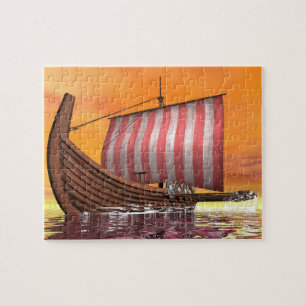 Drakkar or viking ship - 3D render Jigsaw Puzzle