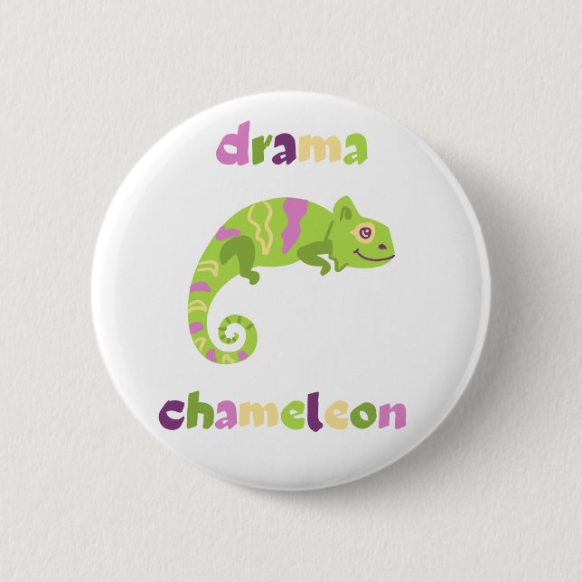 Drama Chameleon 2 Inch Round Button (Front)