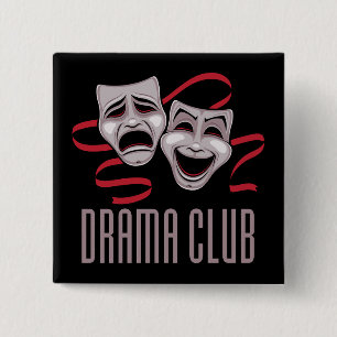 Drama Club Comedy And Tragedy Masks 2 Inch Square Button