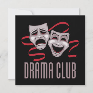 Drama Club Comedy And Tragedy Masks Card