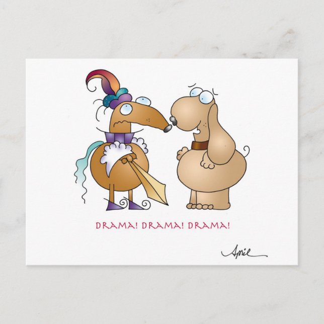 DRAMA! DRAMA! DRAMA! Cartoon Postcard (Front)