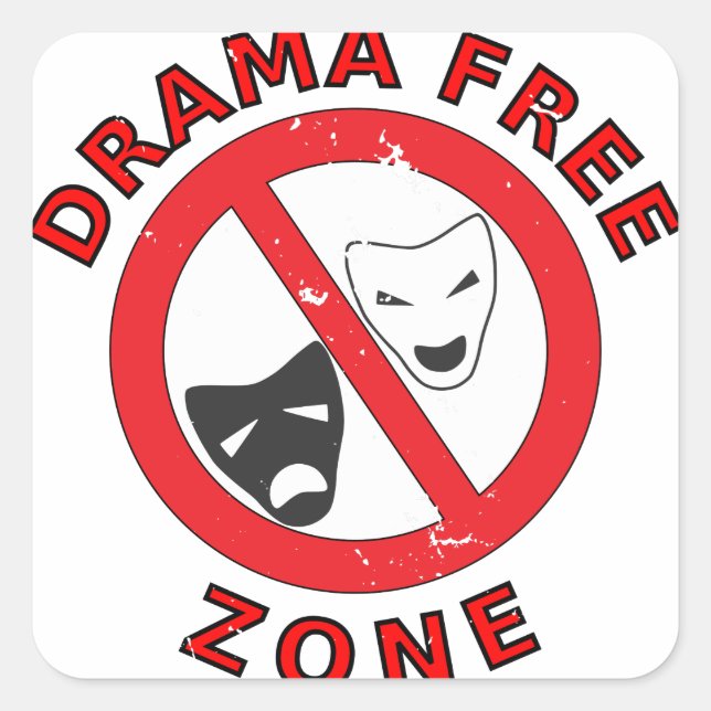 Drama Free Zone Square Sticker (Front)