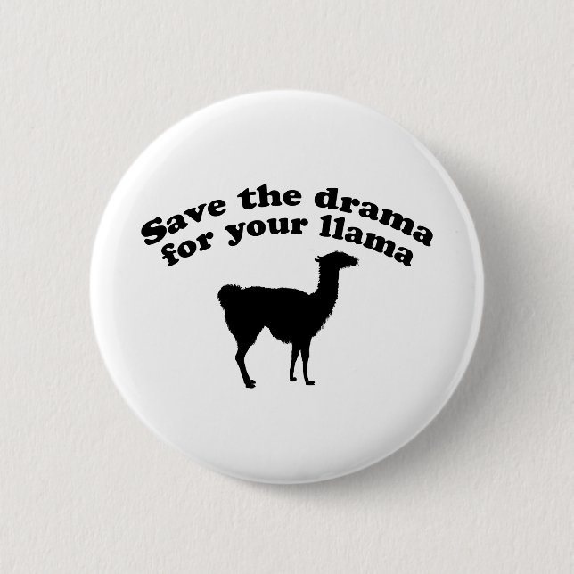 Drama Llama 2 Inch Round Button (Front)
