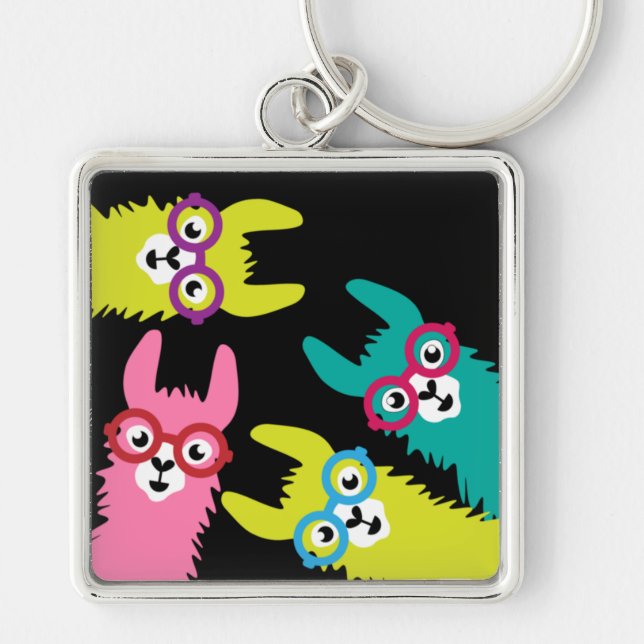 Drama Llama Colorful Camelid  Keychain (Front)