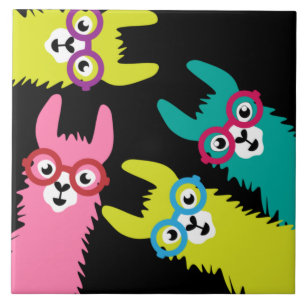 Drama Llama Colourful Camelid Tile
