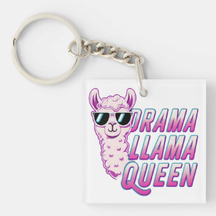 Drama Llama Queen Cute Llama With Sunglasses Women Keychain