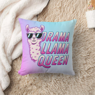 Drama Llama Queen Cute Llama With Sunglasses Women Throw Pillow