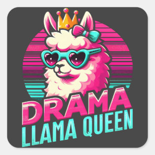 Drama Llama Queen for Llama Lovers for Women Girls Square Sticker