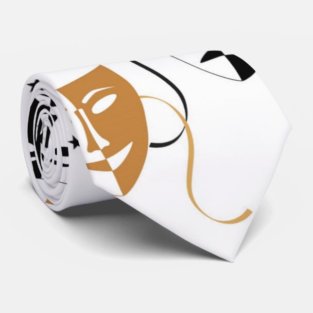 Drama Mask Theatre Themed Personalized Tie (Rolled)