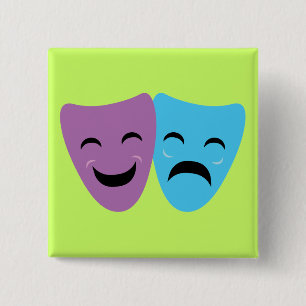 Drama Masks 2 Inch Square Button
