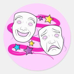 Drama Masks Comedy and Tragedy Classic Round Sticker