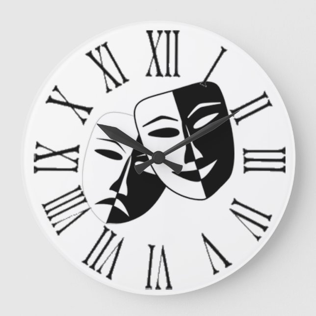 DRAMA MASKS ROMAN NUMERALS CLOCK (Front)