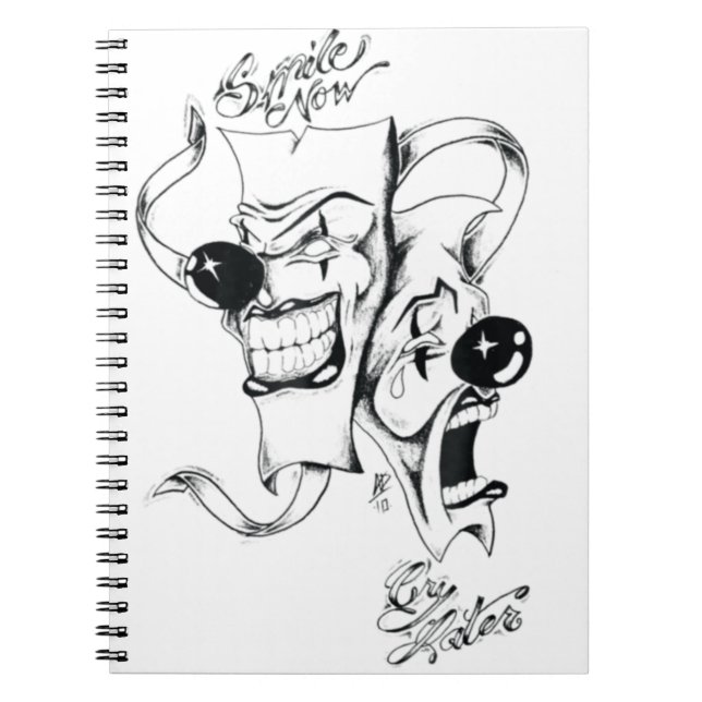 Drama Masks Smile Now Cry Later Notebook (Front)