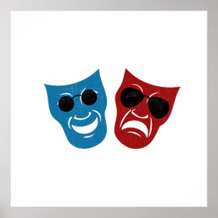 Drama Masks with Sunglasses Poster