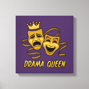 Drama Queen Comedy And Tragedy Gold Theatre Mask Canvas Print