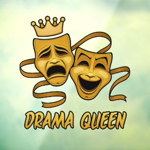 Drama Queen Comedy And Tragedy Gold Theatre Masks Window Cling