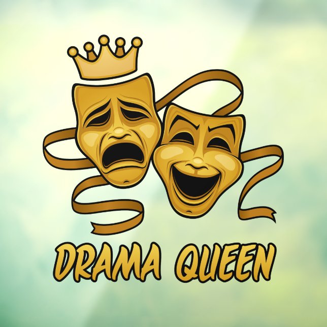 Drama Queen Comedy And Tragedy Gold Theatre Masks Window Cling (Sheet 3)