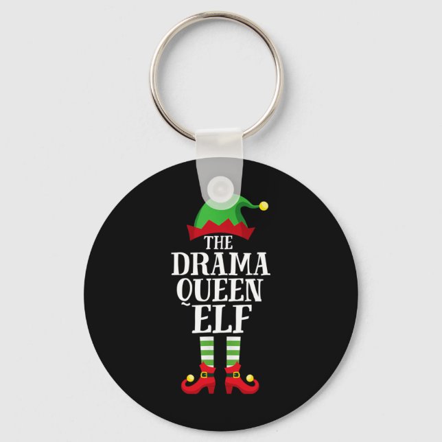Drama Queen Elf Matching Family Group Christmas Pa Keychain (Front)