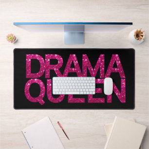 Drama Queen Hot Pink Glitter  Desk Mat