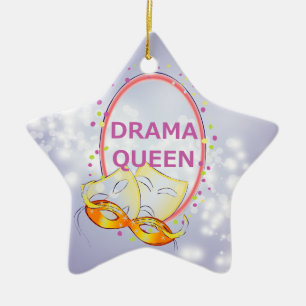 Drama Queen Stars Theatre Masks Ceramic Ornament