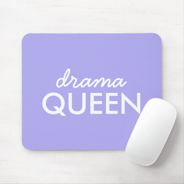 Drama Queen | Trendy Modern Purple Girly Quote Art Mouse Pad (With Mouse)