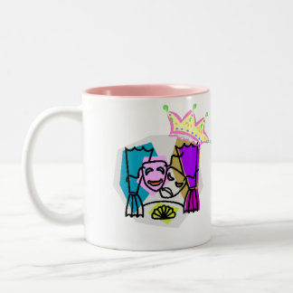 Drama Queen with Drama Queen in script letters Two-Tone Coffee Mug