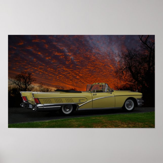 Dramatic 1958 Buick convertible poster (Front)