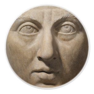 Dramatic Ancient Roman Emperor Marble Face Ivory Ceramic Knob