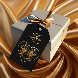 Dramatic and Elegant Gold Rose Gift Tags