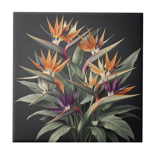 Dramatic Bird of Paradise Tropical Bouquet Tile (Front)