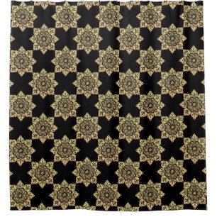 Dramatic Black and Gold Shower Curtain