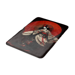 Dramatic Black and Red Kabuki Theatre  Bath Mat
