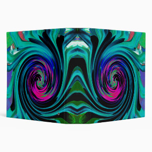 Dramatic Black and Turquoise Abstract Retro Twirl Binder