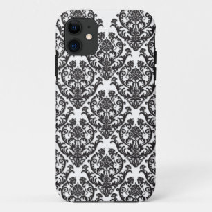 Dramatic Black Damask Pattern iPhone 11 Case
