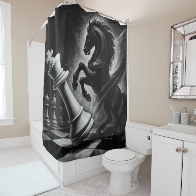 Dramatic Black Horse vs. King – Bold Chess Artwork (In Situ)