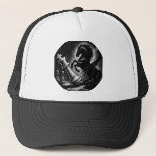 Dramatic Black Horse vs. King – Bold Chess Artwork Trucker Hat