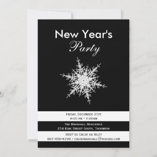 Dramatic Black & White New Year's Eve Party Invite