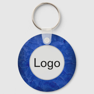 Dramatic Blue Venetian Plaster Logo Monogram Keychain