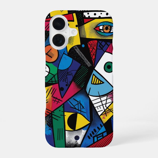 Dramatic Bold Colours Modern Fun Abstract Design iPhone 16 Case (Back)