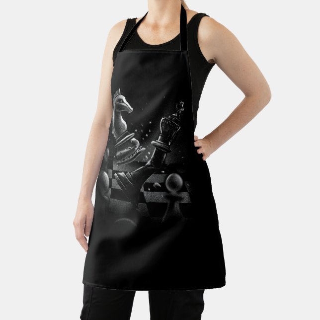 Dramatic Chess Battle – Knight vs. Horse  Apron (Insitu)