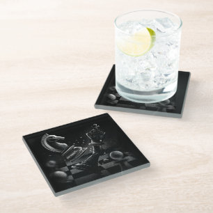 Dramatic Chess Battle – Knight vs. Horse  Glass Coaster