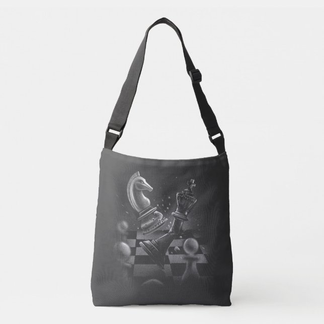 Dramatic Chess Battle Knight vs King Art Crossbody Bag (Front)