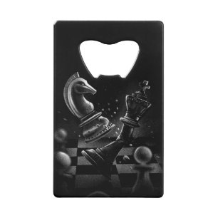 Dramatic Chess Monochrom Credit Card Bottle Opener