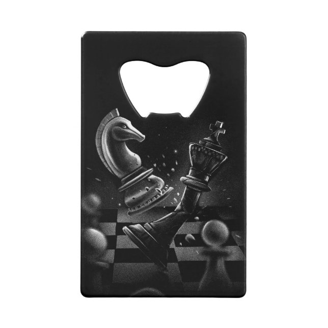 Dramatic Chess Monochrom Credit Card Bottle Opener (Front)