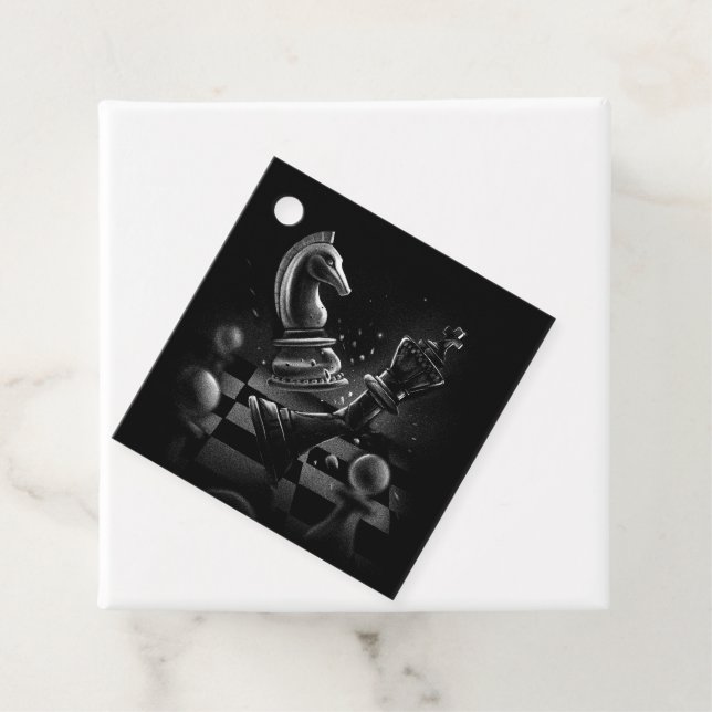 Dramatic Chess Monochrom Favour Tags (In Situ)